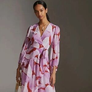 Anthropologie Hutch Pink Geo Wrap Maxi Dress - XXS